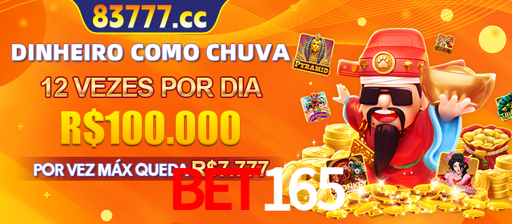 Banner do programa de recompensas Recomende para amigos do bet165, detalhando os bônus por convidar amigos, com prêmios que chegam a R$288.888.