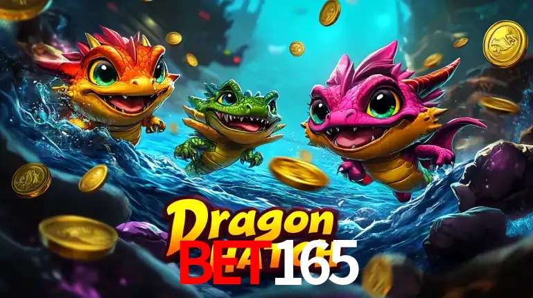 Arte promocional do jogo Dragon Hatch com três adoráveis dragões bebês nadando entre moedas de ouro, um dos slots mais divertidos para jogar no cassino bet165.