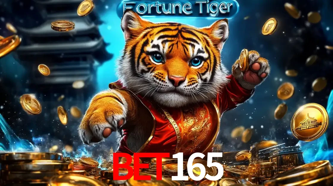 Imagem promocional do jogo de slot Fortune Tiger, com um tigre majestoso em traje tradicional cercado por uma fortuna em moedas de ouro, disponível agora no cassino bet165.